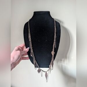 Long Goldtone Chain Necklace with Charms